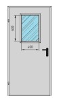 Drzwi techniczne jednoskrzydłowe  110' z przeszkleniem 400x600