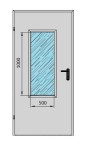 Drzwi techniczne jednoskrzydłowe ✅  70' z przeszkleniem 500x1000