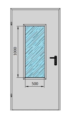 Drzwi techniczne jednoskrzydłowe ✅ 100' z przeszkleniem 500x1000 