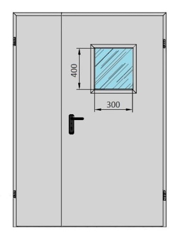  Drzwi techniczne dwuskrzydłowe ✅ 140' z przeszkleniem 300x400