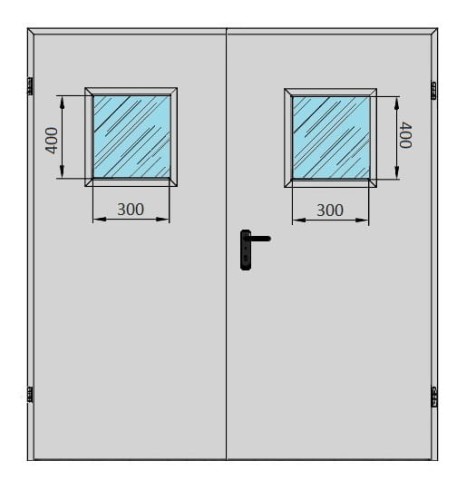  Drzwi techniczne dwuskrzydłowe ✅ 190' z podwójnym przeszkleniem 300x400