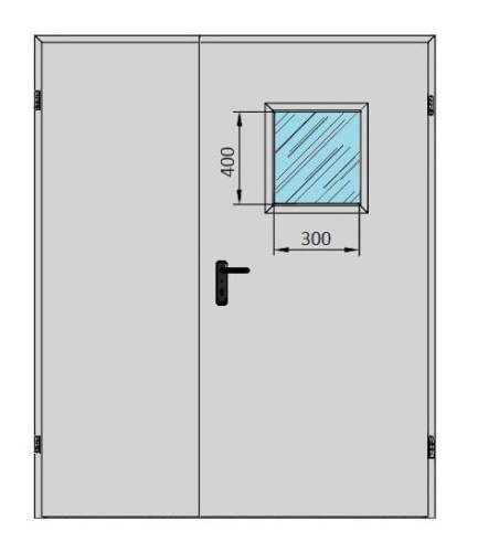  Drzwi techniczne dwuskrzydłowe 170' z przeszkleniem 300x400