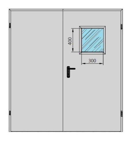  Drzwi techniczne dwuskrzydłowe ✅ 190' z przeszkleniem 300x400 