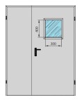  Drzwi techniczne dwuskrzydłowe 150' z przeszkleniem 300x400 mm