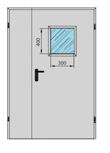  Drzwi techniczne dwuskrzydłowe 120' z przeszkleniem 300x400 