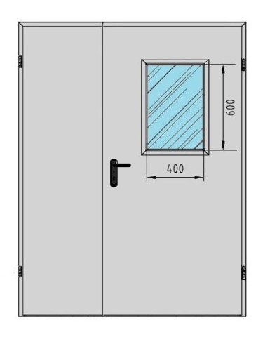  Drzwi techniczne dwuskrzydłowe 150' z przeszkleniem 400x600 mm 