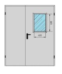  Drzwi techniczne dwuskrzydłowe 170' z przeszkleniem 400x600 