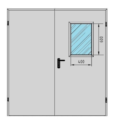  Drzwi techniczne dwuskrzydłowe ✅ 190' z przeszkleniem 400x600 