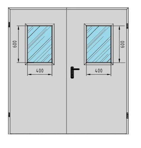  Drzwi techniczne dwuskrzydłowe ✅ 190' z podwójnym przeszkleniem 400x600 