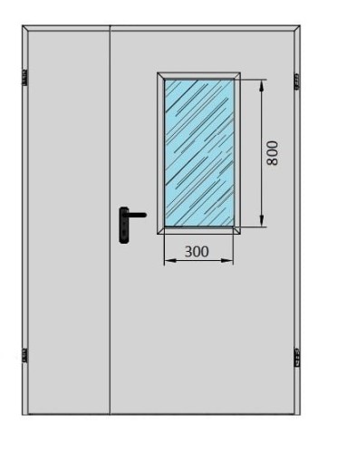  Drzwi techniczne dwuskrzydłowe ✅ 140' z przeszkleniem 300x800 