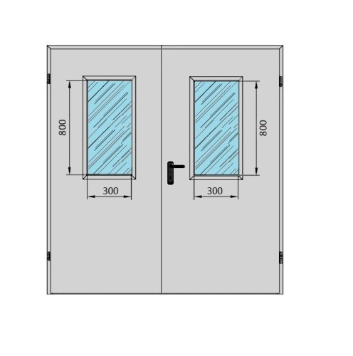  Drzwi techniczne dwuskrzydłowe ✅ 190' z podwójnym przeszkleniem 300x800 