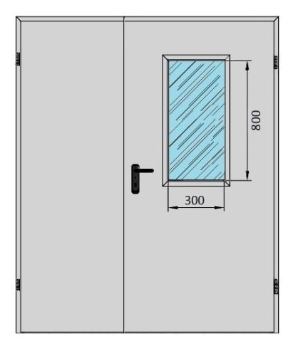  Drzwi techniczne dwuskrzydłowe 170' z przeszkleniem 300x800