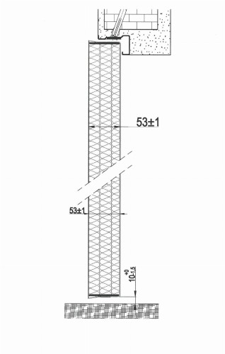 Przekrój pionowy drzwi przeciwpożarowych EI30