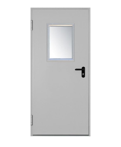 Drzwi przeciwpożarowe EI30 ✅ jednoskrzydłowe 100’ z przeszkleniem 400x600