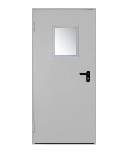 Drzwi przeciwpożarowe EI30 jednoskrzydłowe 90’ z przeszkleniem 300x400