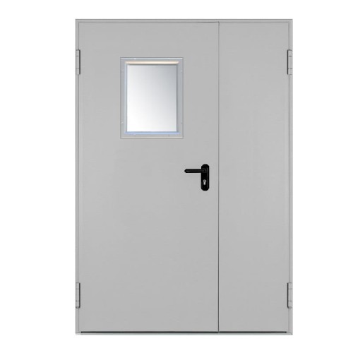 Drzwi przeciwpożarowe EI30 ✅ dwuskrzydłowe 150’ z przeszkleniem 300x400