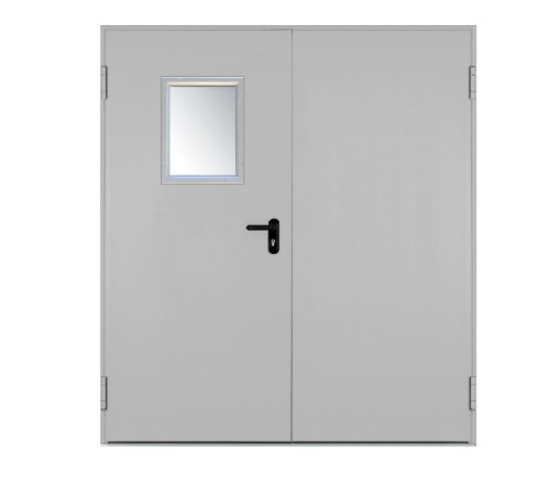 Drzwi przeciwpożarowe EI30 dwuskrzydłowe 190’ z przeszkleniem 300x400