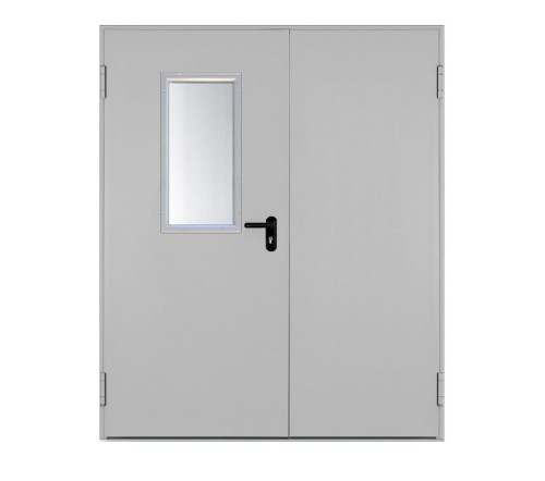 Drzwi przeciwpożarowe EI30 ✅ dwuskrzydłowe 180’ z przeszkleniem 300x800 mm 