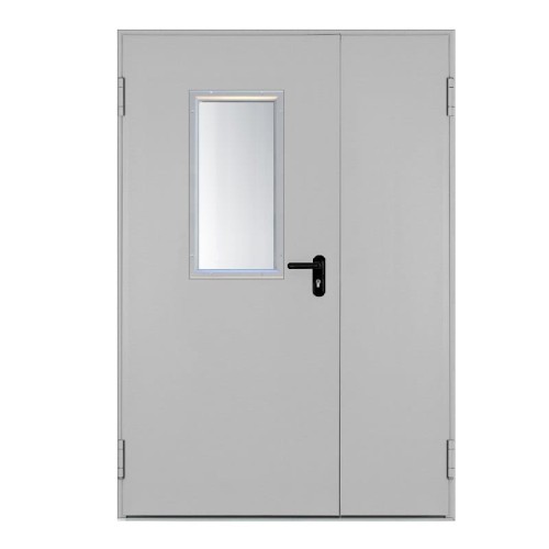 Drzwi przeciwpożarowe EI30 ✅ dwuskrzydłowe 150’ z przeszkleniem 300x800 