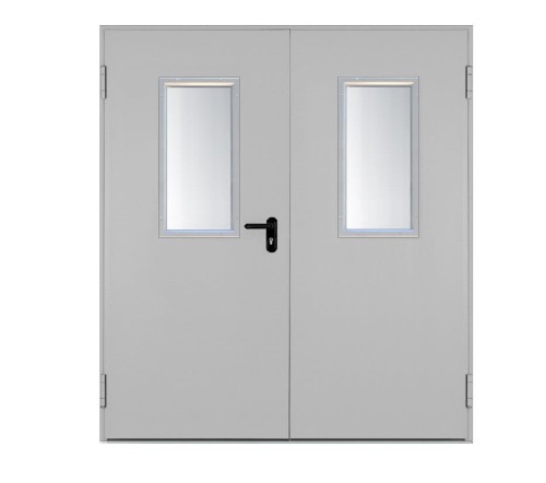 Drzwi przeciwpożarowe EI30 dwuskrzydłowe 190’ z przeszkleniami 300x800