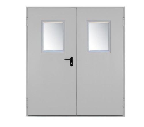 Drzwi przeciwpożarowe EI30 dwuskrzydłowe 190’ z przeszkleniami 400x600 