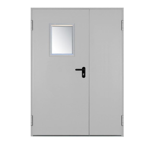 Drzwi przeciwpożarowe EI60 dwuskrzydłowe 160’ z przeszkleniem 300x400