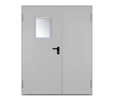 Drzwi przeciwpożarowe EI60 dwuskrzydłowe 170’ z przeszkleniem 300x400