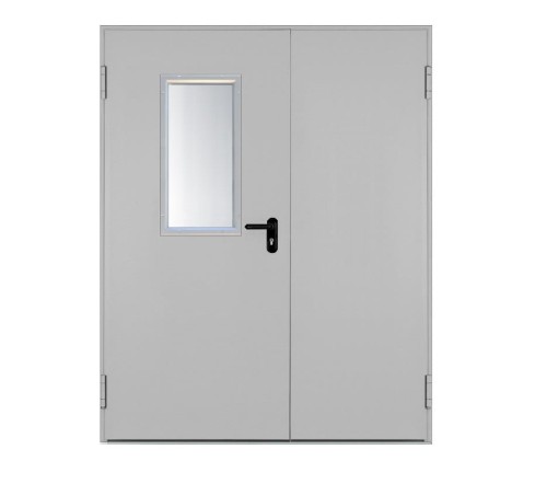 Drzwi przeciwpożarowe EI60 dwuskrzydłowe 170’ z przeszkleniem 300x800 