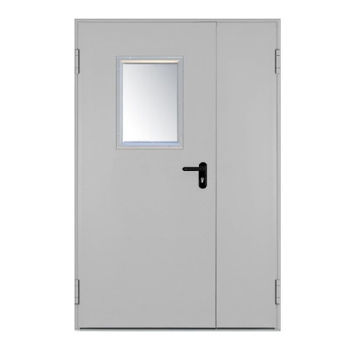 Drzwi przeciwpożarowe EI60 dwuskrzydłowe 140’ z przeszkleniem 400x600
