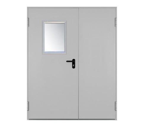 Drzwi przeciwpożarowe EI60 dwuskrzydłowe 170’ z przeszkleniem 400x600