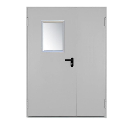Drzwi przeciwpożarowe EI60 dwuskrzydłowe 160’ z przeszkleniem 400x600 