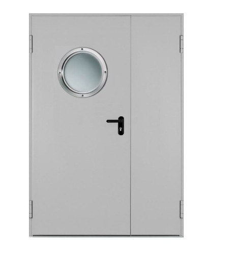 Drzwi przeciwpożarowe EI60 dwuskrzydłowe 140’ z bulajem