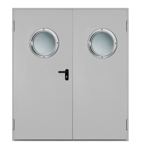 Drzwi przeciwpożarowe EI60 dwuskrzydłowe 190’ z bulajami