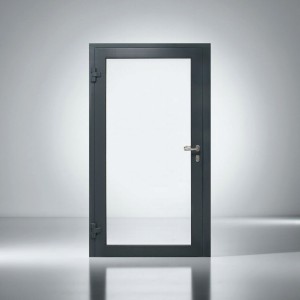 Drzwi przeciwpożarowe aluminiowe jednoskrzydłowe EI30 100' szklane 