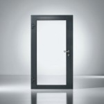 Drzwi przeciwpożarowe aluminiowe jednoskrzydłowe EI30 120' szklane