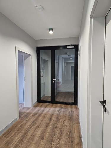 Drzwi przeciwpożarowe aluminiowe dwuskrzydłowe EI60 szklane
